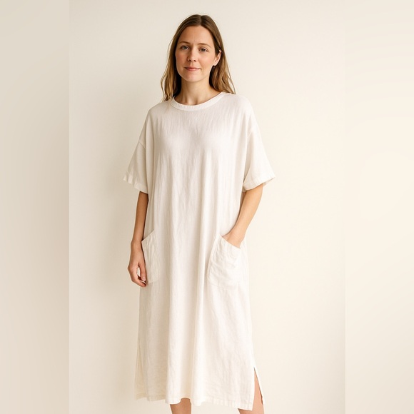 Ashro Other - Ashro Cream cotton rayon Relaxed Fit minimalist Dress